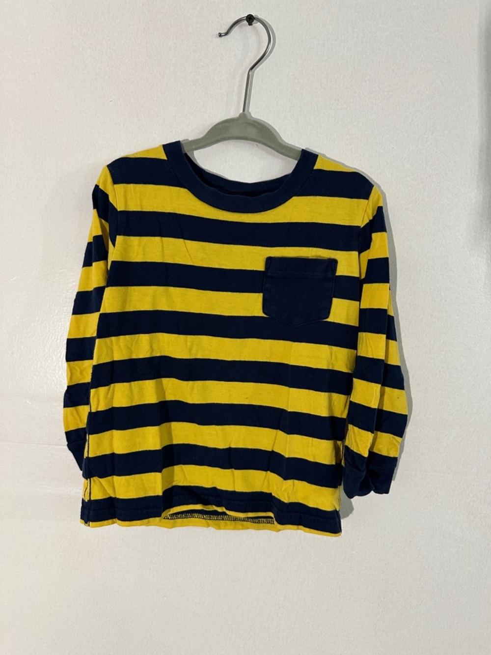 Striped Long-Sleeve Pocket Tee - Yellow & Navy